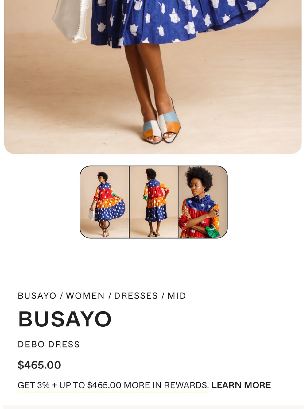 Colorblock Floral Tiered Midi Dress in Blue, Red & Orange Have Some Spots - Picture 7 of 7